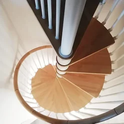 Matisere Escalier Quart Tournant<Escalier colimaçon 13 marches - Hauteur à franchir de 2.67m à 3.12m - Diamètre 1.05m - Structure anthracite et marche noyer -