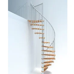 Matisere Escalier Colimaçon<Escalier colimaçon 9 marches - Hauteur à franchir 1.71 à 2.12m - Diamètre 120cm - Structure blanche et marche hêtre - BERL120-BH-9