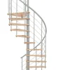 Matisere Escalier colimaçon 15 marches - Hauteur à franchir 3.04 à 3.52m - Structure grise et marche hêtre - Diamètre 100cm - VENE100/GH-15- Escalier Quart Tournant