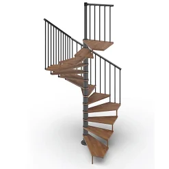 Matisere Escalier Colimaçon<Escalier colimaçon 16 marches - Haut. à franchir 3.28 à 3.84m - Diam. 120cm - Trémie carrée - Struct. anthracite / marches Noyer -