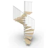 Matisere Escalier colimaçon 11 marches - Haut. à franchir 2.26 à 2.64m - Diam. 120cm - Trémie carrée - Struct. blanche / marches naturel -- Escalier Colimaçon