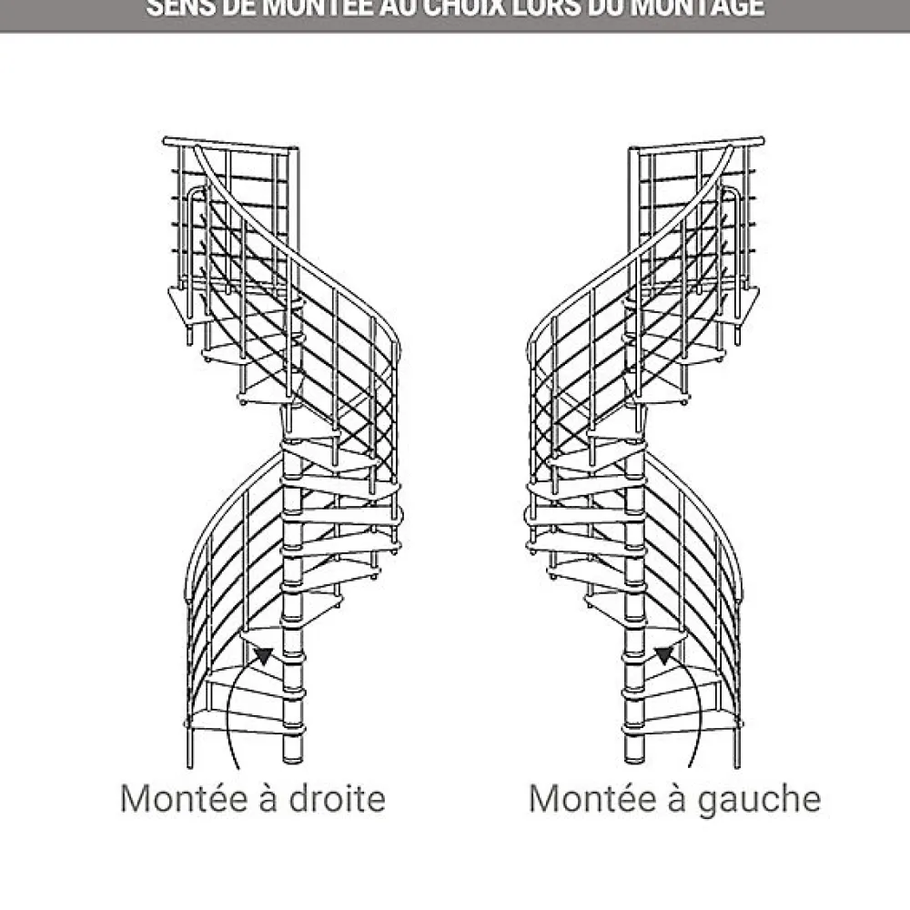 Matisere Escalier colimaçon 10 marches - Diamètre 140cm - Hauteur à franchir 1.95 à 2.35m - Noir et hêtre - VENE140-SNMNAT-10- Escalier Colimaçon