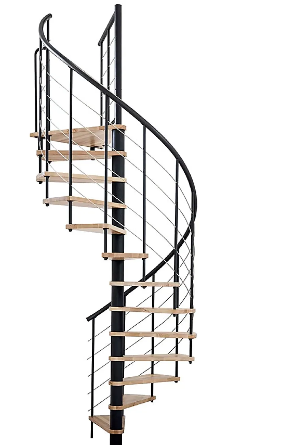 Matisere Escalier Quart Tournant<Escalier colimaçon 9 marches - Hauteur à franchir 1.76 à 2.12m - Structure noire et marche hêtre - Diamètre 100cm - VENE100/NH-9