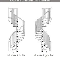 Matisere Escalier Colimaçon<Escalier colimaçon métal 10 marches - Hauteur à franchir 1.90 à 2.35m - Diamètre 160cm - Noir - RONDO160-NN-10
