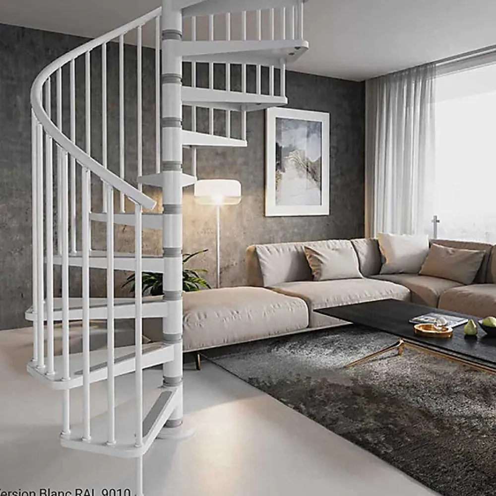 Matisere Escalier Colimaçon<Escalier colimaçon métal 13 marches - Hauteur à franchir 2.73 à 2.99m - Diamètre 140cm - Blanc - GAMIA140/BB-13