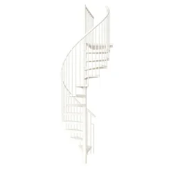 Matisere Escalier colimaçon métal 10 marches - Hauteur à franchir 1.90 à 2.35m - Diamètre 120cm - Structure blanche et marche blanche -- Escalier Colimaçon
