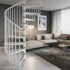Matisere Escalier Colimaçon<Escalier colimaçon métal 16 marches - Hauteur à franchir 3.36 à 3.68m - Diamètre 140cm - Blanc - GAMIA140/BB-16