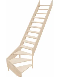 Woodup Escalier Quart Tournant<Escalier de Meunier en Kit AZET en Sapin Quart tournant compact