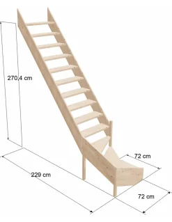 Woodup Escalier Quart Tournant<Escalier de Meunier en Kit AZET en Sapin Quart tournant compact