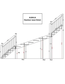 Woodup Escalier Double Quart Tournant Sapin Albula 288 Cm Tournant Gauche Sans Contremarche Hêtre LC H Sol Sol 288 Cm- Escalier Quart Tournant