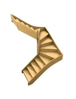 Woodup Escalier Quart Tournant<Escalier Double Quart Tournant Goules 160 160 Sans Rampe 285 Cm Tournant Gauche Avec Contremarches H Sol Sol 285 Cm
