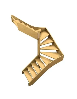 Woodup Escalier Double Quart Tournant Sapin Albula 288 Cm Tournant Gauche Sans Contremarche Sapin H Sol Sol 288 Cm- Escalier Quart Tournant