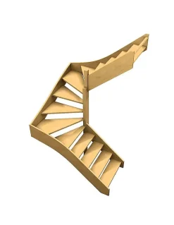 Woodup Escalier Quart Tournant<Escalier Double Quart Tournant Sapin Albula 288 Cm Tournant Droite Sans Contremarche Sapin H Sol Sol 288 Cm