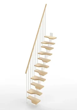 Matisere Escalier droit 9 marches - Hauteur à franchir de 2.01 à 2.37m - Largeur 61cm - Couleur naturel et blanc - MINI61/I/SBMNAT-9- Escalier Droit
