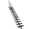Matisere Escalier droit 10 marches - Hauteur à franchir 2.22 à 2.64m - Largeur 80cm - Structure grise et marche noyer - COMFO80/I/GN-10- Escalier Droit