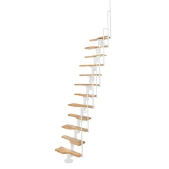 Matisere Escalier droit 9 marches - Hauteur à franchir 1.72 à 2,26m - Blanc et hêtre - TWISTER60-I-BH-9- Escalier Droit