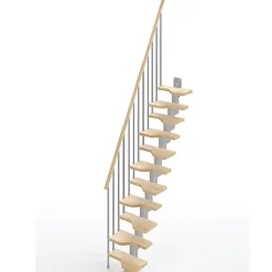 Matisere Escalier Droit<Escalier droit 14 marches - Hauteur à franchir de 3.01 à 3.57m - Largeur 61cm - Couleur naturel et blanc - MINI61/I/SGMNAT-14