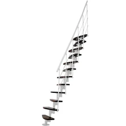 Matisere Escalier droit 10 marches - Hauteur à franchir 1.89 à 2.49m- Largeur 65cm - Structure blanche et marche noyer - NIZZA60/I/SBMNO-10- Escalier Droit
