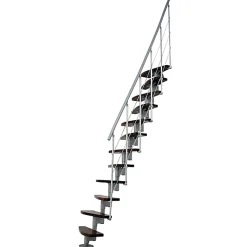 Matisere Escalier Droit<Escalier droit 13 marches - Hauteur à franchir 2.41 à 3.17m - Largeur 65cm - Structure grise et marche noyer - NIZZA60/I/SGMNO-13