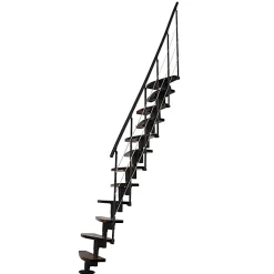 Matisere Escalier Droit<Escalier droit 11 marches - Hauteur à franchir 2.06 à 2.70m- Largeur 65cm - Structure noire et marche noyer - NIZZA60/I/SNMNO-11