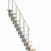 Matisere Escalier Droit<Escalier droit 9 marches - Hauteur à franchir 1.90 à 2.06m - Largeur 65cm - Structure grise et marche hêtre - QUATR65/I-GB-9