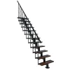Matisere Escalier droit 8 marches - Hauteur à franchir 1.85 à 2.16m- Largeur 80cm - Structure noire et marche noyer - COMFO80/I/NN-8- Escalier Droit