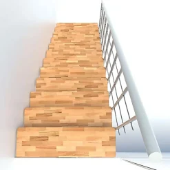 Matisere Escalier droit 8 marches - Hauteur à franchir 1.85 à 2.16m - Largeur 80cm - Structure blanche et marche hêtre - COMFO80/I/BB-8- Escalier Droit
