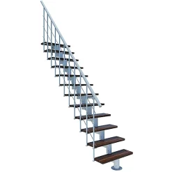 Matisere Escalier droit 10 marches - Hauteur à franchir 2.22 à 2.64m - Largeur 80cm - Structure blanche et marche noyer - COMFO80/I/BN-10- Escalier Droit