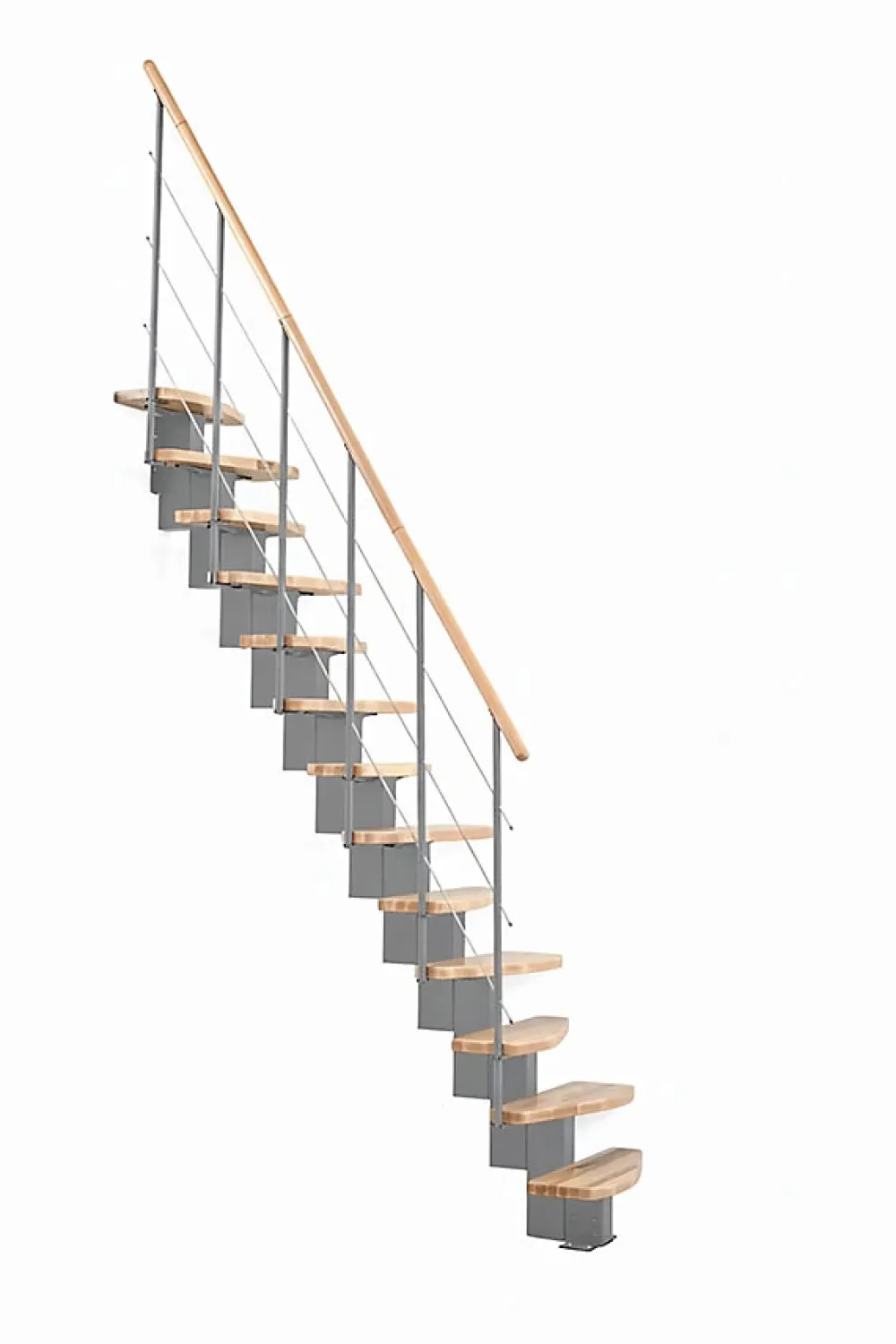 Matisere Escalier Droit<Escalier droit 12 marches - Hauteur à franchir 2.47 à 2.75m - Largeur 65cm - Structure grise et marche hêtre - QUATR65/I-GB-12