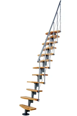 Matisere Escalier Droit<Escalier droit 11 marches - Hauteur à franchir 2.06 à 2.70m - Largeur 65cm - Structure grise et marche hêtre - NIZZA60/I/GH-11