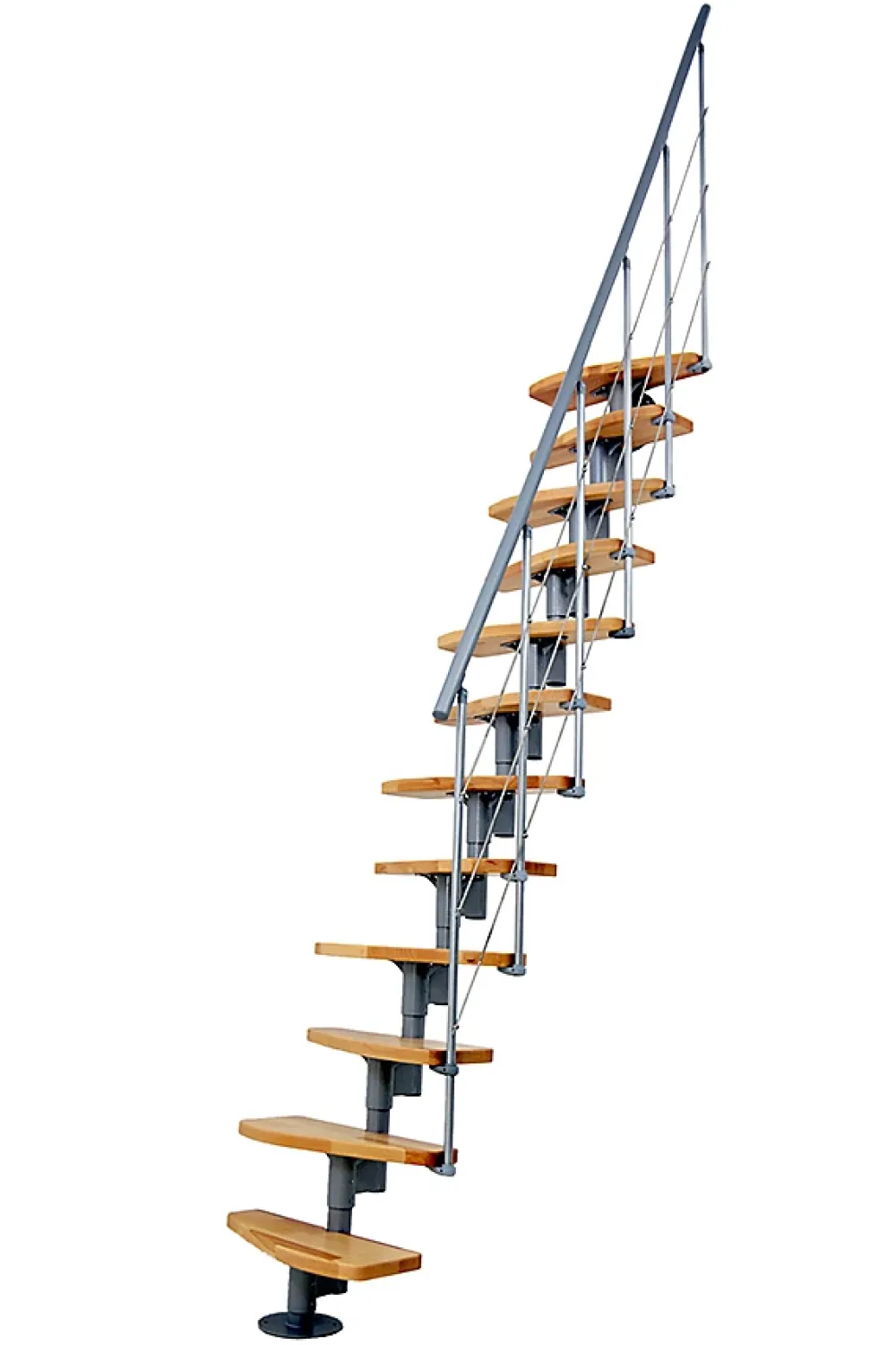 Matisere Escalier Droit<Escalier droit 11 marches - Hauteur à franchir 2.06 à 2.70m - Largeur 65cm - Structure grise et marche hêtre - NIZZA60/I/GH-11
