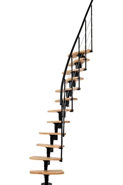Matisere Escalier Droit<Escalier droit 11 marches - Hauteur à franchir 2.06 à 2.70m - Largeur 65cm - Structure noire et marche hêtre - NIZZA60/I/NH-11