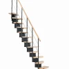 Matisere Escalier droit 9 marches - Hauteur à franchir 1.90 à 2.06m - Largeur 65cm - Structure noire et marche hêtre - QUATR65/I-NB-9- Escalier Droit