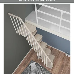 Matisere Escalier Droit<Escalier droit 12 marches - Hauteur à franchir de 2.61 à 3.09m - Largeur 61cm - Couleur naturel et blanc - MINI61/I/SGMNAT-12