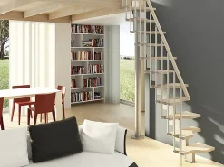 Matisere Escalier droit 11 marches - Hauteur à franchir de 2.41 à 2.85m - Largeur 61cm - Couleur naturel et blanc - MINI61/I/SBMNAT-11- Escalier Droit