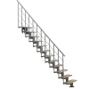 Matisere Escalier droit 8 marches - Hauteur à franchir 1.85 à 2.16m - Largeur 80cm - Structure grise et marche hêtre - COMFO80/I/GB-8- Escalier Droit