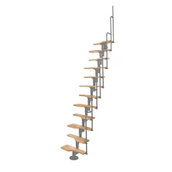 Matisere Escalier Droit<Escalier droit 9 marches - Hauteur à franchir 1.72 à 2.26m - Gris et hêtre - TWISTER60-I-GH-9