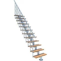 Matisere Escalier droit 9 marches - Hauteur à franchir 2.04 à 2.40m - Largeur 80cm - Structure blanche et marche hêtre - COMFO80/I/BB-9- Escalier Droit