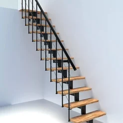 Matisere Escalier Droit<Escalier droit 12 marches - Hauteur à franchir 2.59 à 3.12m - Noir et bois - COMFO80/I/NB-12