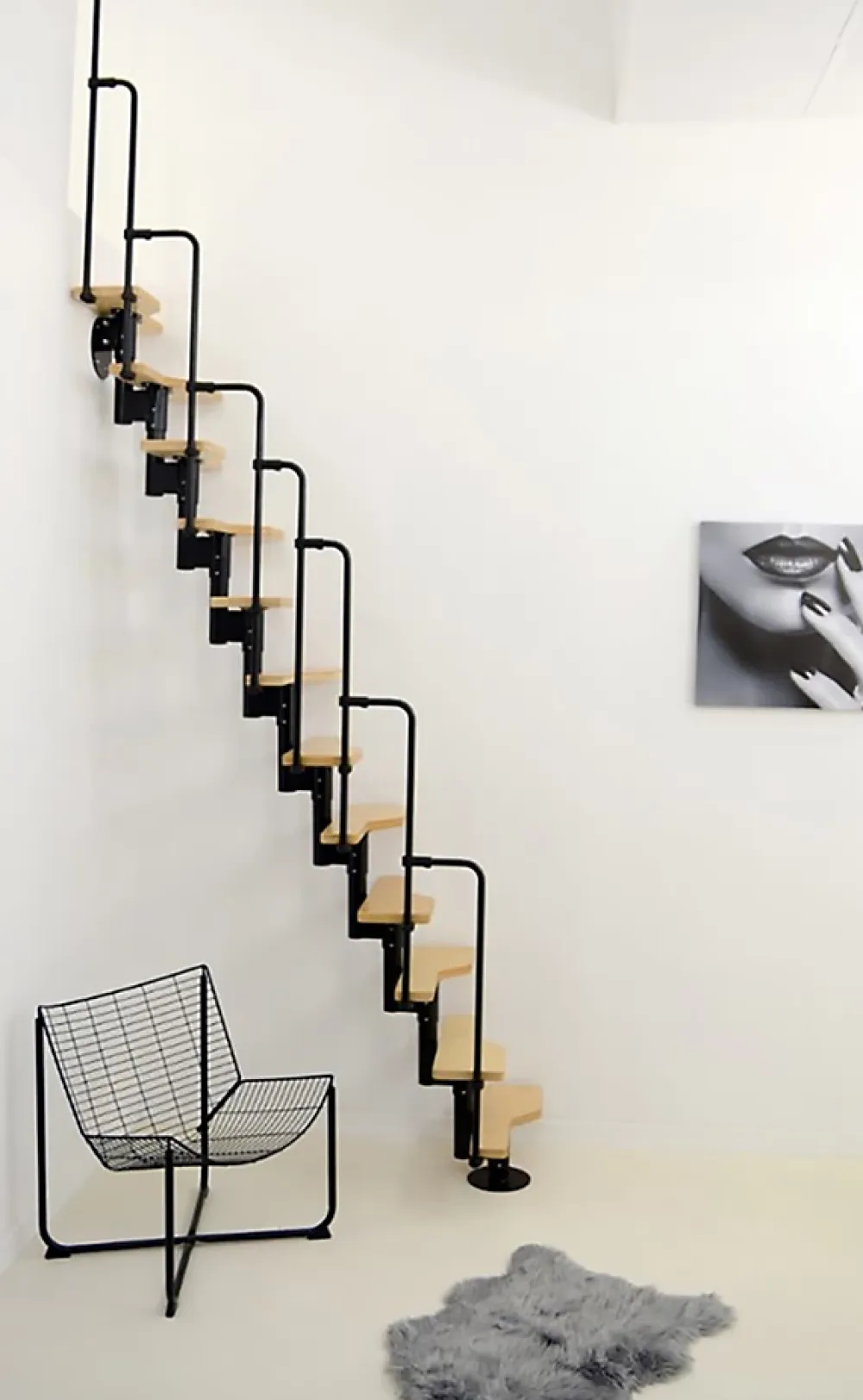 Matisere Escalier Droit<Escalier droit 10 marches - Hauteur à franchir 1.89 à 2.49m - Noir et Hêtre - TWISTER60-I-NH-10