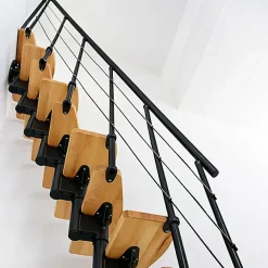 Matisere Escalier Droit<Escalier droit 12 marches - Hauteur à franchir 2.23 à 2.94m - Largeur 65cm - Structure noire et marche hêtre - NIZZA60/I/NH-12