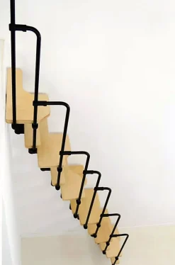 Matisere Escalier droit 11 marches - Hauteur à franchir 2.06 à 2.71m - Noir et Hêtre - TWISTER60-I-NH-11- Escalier Droit