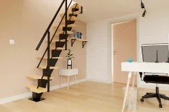 Alumin'home Escalier Droit|Escalier Gain De Place<Escalier droit Dona rampe aluminium marche en bois l. 2.83 m