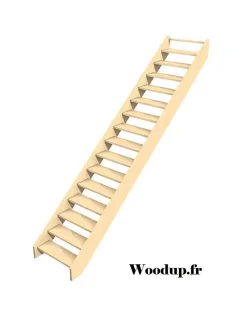 Woodup Escalier Droit<Escalier Droit Hêtre LC Ou Sapin Chevalard 280 Cm Sans Contremarche Hêtre LC H Sol Sol 280 Cm