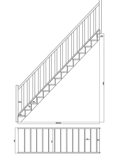 Woodup Escalier Droit Hêtre LC Ou Sapin Chevalard 280 Cm Sans Contremarche Sapin H Sol Sol 280 Cm- Escalier Droit