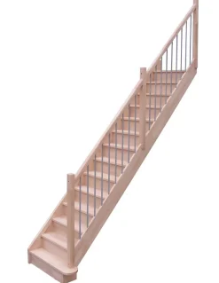 Woodup Escalier Droit<Escalier Droit Hêtre Rampe Métal époxy Gris Kit Gauche H Sol Sol 280 Cm