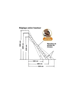 Woodup Escalier Escamotable<Escalier Droit Sapin (195 X 34 Mm) Fageole 220 Cm90 Sapin H Sol Sol 300 Cm