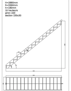Woodup Escalier Droit Sapin Gavia Escalier Droit 288 Cm Kit Recoupable Sapin Avec Contremarches H Sol Sol 288 Cm- Escalier Droit