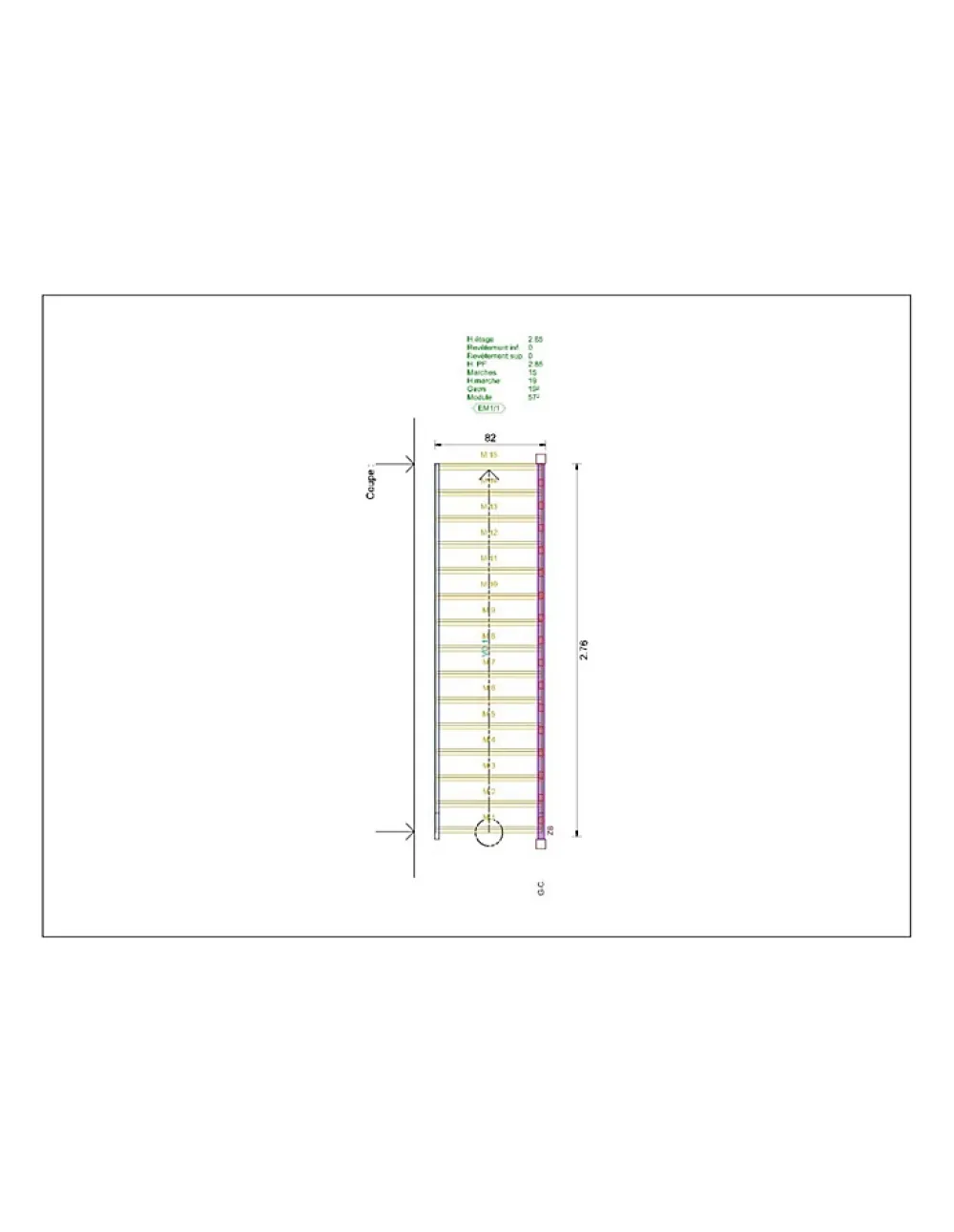 Woodup Escalier Droit<Escalier Droit Sapin Moreno 285 Cm Kit Recoupable Sans Rampe Avec Contremarches H Sol Sol 285 Cm