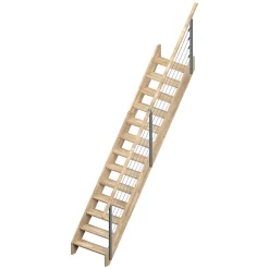 Sogem Escalier Droit<Escalier droit chêne coloris naturel 13 marches sans contremarches Ardennes avec rampe